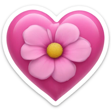 Pink flower heart sticker