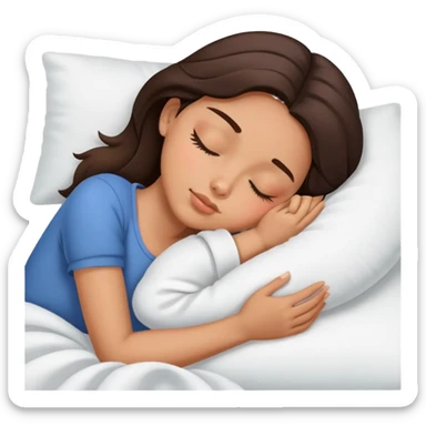 Brunette girl sleeping with both hands on her cheek  sticker