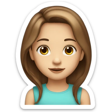 a beautiful child with chestnut shoulder-length hair and brown eyes  with straight hair  sticker