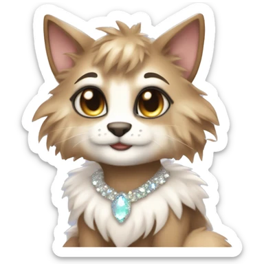 Furry, sparkle, iridescent, colorful, pastel, edgy, cool, fantasy beautiful, brown, beige, white, divine, godly, angelic, animal, anthro, full body, fursona, feline sticker