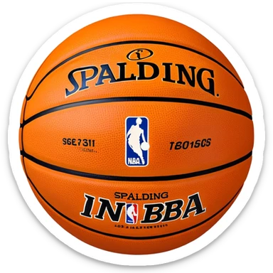 Minimalist basketball with Spalding and NBA logos, orange with black lines sticker