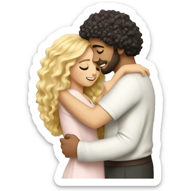 Arab Man curly hair hugging blonde girl  sticker
