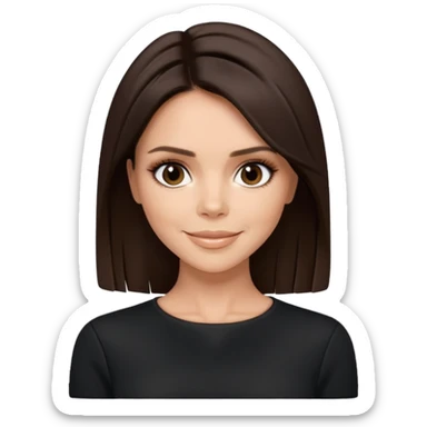 Victoria Beckham with dark brown hair, black outfit sticker