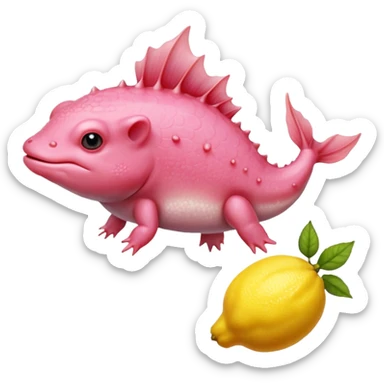 J’aimerais un Axolotl rose qui mange un citron sticker