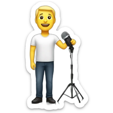 White Person men on stage spotlight with microphone stand sticker