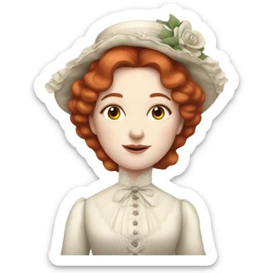 victorian lady with pale skin and red hair  sticker