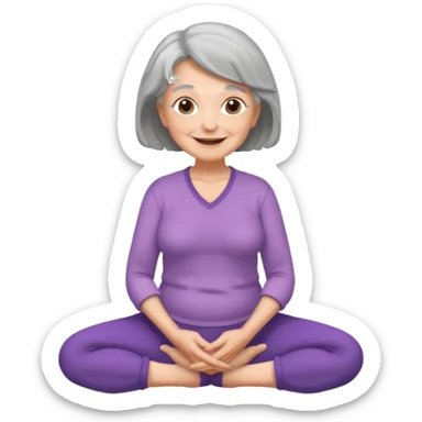 mulher idosa com as pernas cruzadas e maos em cima da pelve  sticker