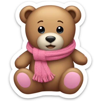 Cozy teddy bear with pink scarf and pink foot pads sticker