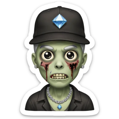 Zombie con gorra de los Dodgers negra y cadena diamantada  sticker