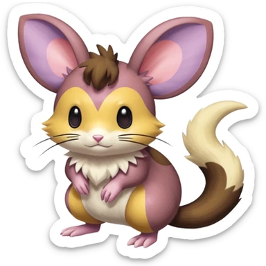 Rattata-Dedenne-Emolga-Minccino-Purrloin-Fakemon-hybrid-creature (full body) sticker