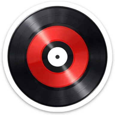 a black vinyl record red center sticker