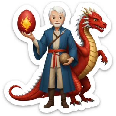 a white haired old man standing in Targaryen themed clothes, full body  sticker