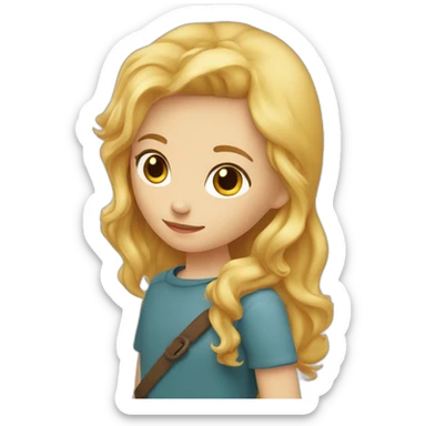 fille blonde qui fait un calin à un garçon roux sticker