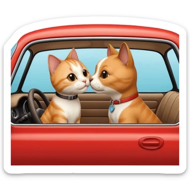 Cat kiss in a car with a dog and make out in the car  sticker