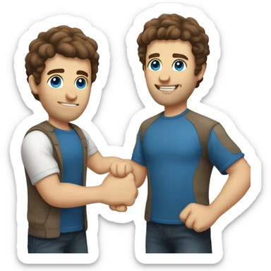 A man with brown hair blue eyes giving a fist bump  sticker