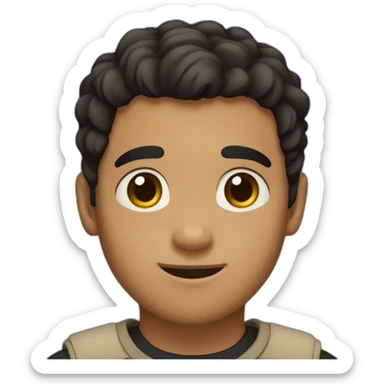 Boy with little beard and black hair and brown eyes and complexion of light brown sticker