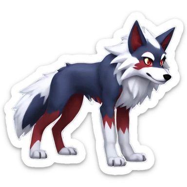 Anthro-Lycanroc-Red-White-Werewolf-Midnight-form- sticker