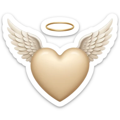 beige heart with white angel wings sticker
