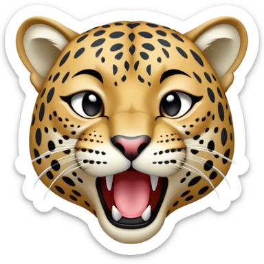 cinematic-realistic-yawning-young jaguar-portrait-emoji,-head-tilted-slightly-with-a-dramatic,-wide-open-yawn,-showcasing-a-lithe,-graceful-build-with-distinctive-rosette-patterns-and-sleepy,-half-closed-eyes,-simplified-yet-irresistibly-adorable, realistic sticker