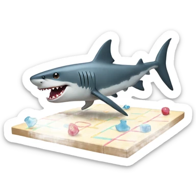 shark and monkey playing hopscotch  sticker