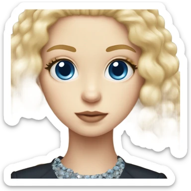 Slavic girl blonde long hair and blue eyes and chanel suit and toy poodle drown sticker