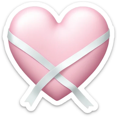 Pastel pink heart with white coquette ribbon wrapped around it sticker
