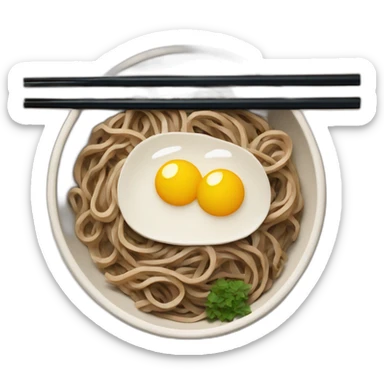 bowl of japanese buckwheat soba noodles with two chopsticks sticker