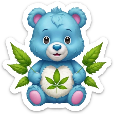 Weed care bear put the weed symbol in center of chest sticker