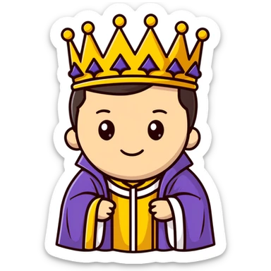 king with crown and royal robe sticker