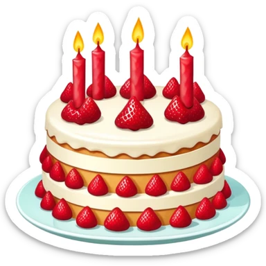 Pastel de fresa con mermelada roja y velitas de cumpleaños  sticker