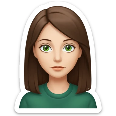 pretty middle age woman with green eyes and long straight ash-brown hair  sticker