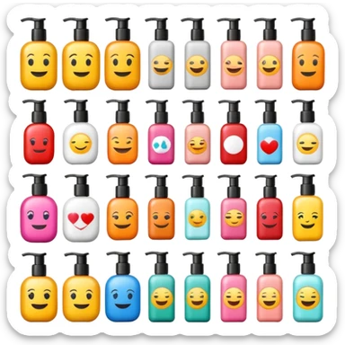 emoji of beauty products with brand labels sticker