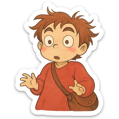 a whimsical character with wide eyes and raised eyebrows sticker