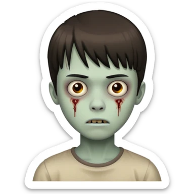 Menino de cabelo liso com franja zumbi sticker
