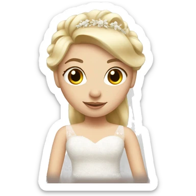 White girl with blonde hair in wedding dress sticker