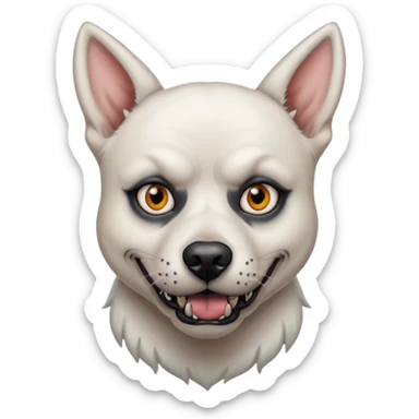 tattooed scary looking dog with heavy face tattoes, white dog and piercings sticker
