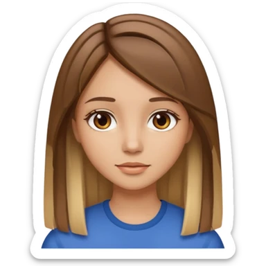 Girl with straight brown hair with blonde highlights long with brown eyes and light skin  sticker