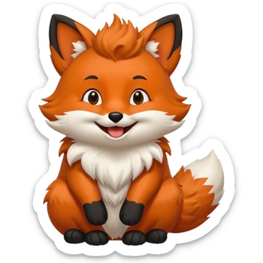 Floofy the Creampuff fox blackish away laughing, chubby. Black paws orange color sticker