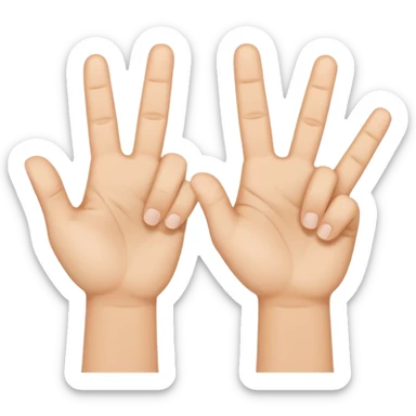 W V as hand signs. 5 fingers on each hand sticker