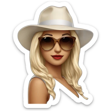 Beautiful women with sunglasses and hat sticker