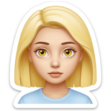 Generate a high-quality iPhone-style emoji of a girl with a small amount of yellow eye cream applied under the eyes, realistic shading, smooth gradient colors, subtle facial expression, simple white background, 3D cartoon-like style, high-resolution.


 sticker