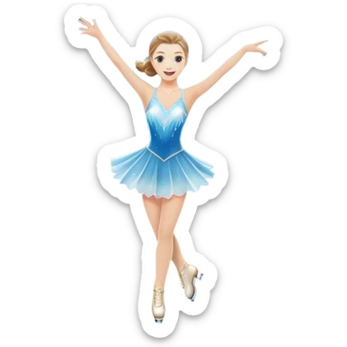 A grand ice rink palace with shining spotlights and cheering spectators in the stands. A graceful figure skater performing a spin on the ice. Transparent background highlights the elegance and artistry of figure skating sticker