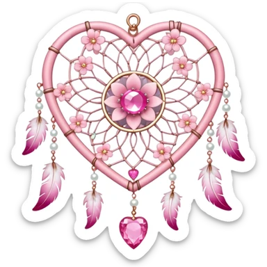 Sakura flower heart Cœur pastel suncatchers gemstones beadspearls crystals dreamcatcher sticker