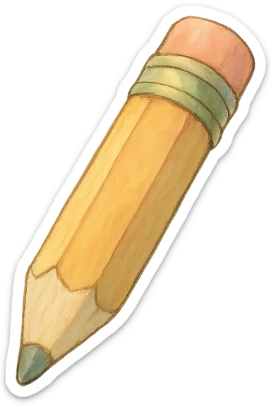 ghibli style icon of a pencil, soft colors, whimsical sticker