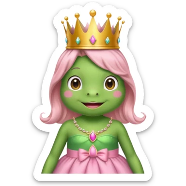 frog with with a crown pink bow and pink princess dress sticker