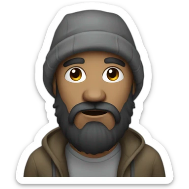 A homeless man with a big black beard who smells terrible sticker