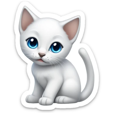 white kitten with blue/grey eyes and sharp ears sticker