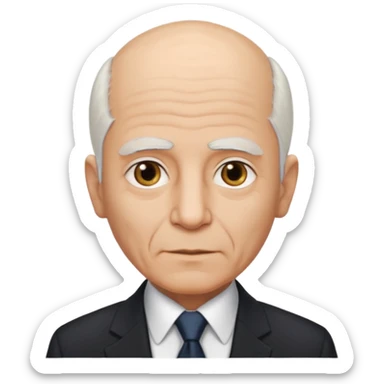 70 yr old man, almost bald, thin white hair, pakistani, business suit
 sticker