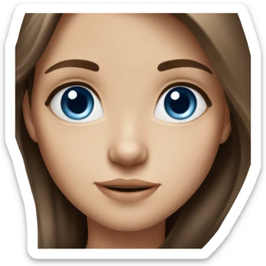realistic portrait of a girl with long brown hair and blue eyes sticker