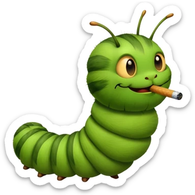 Caterpillar smoking cigarette sticker